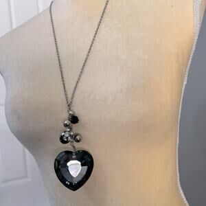 Fashion Silvertone‎ Heart Statement Necklace